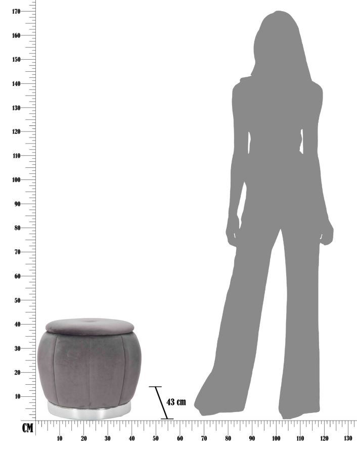 Dekoratívny taburet Contenitore Paris Mauro Ferretti, sivý