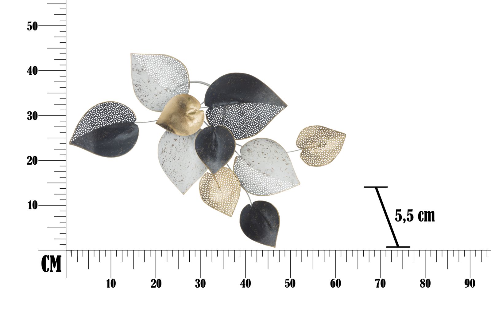 Dekoratívny panel Half Leaf B Mauro Ferretti, čierny/zlatý