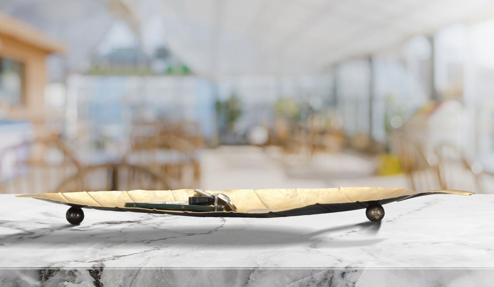 Dekoratívny podnos S Tasche Foglia Mauro Ferretti, zlatý