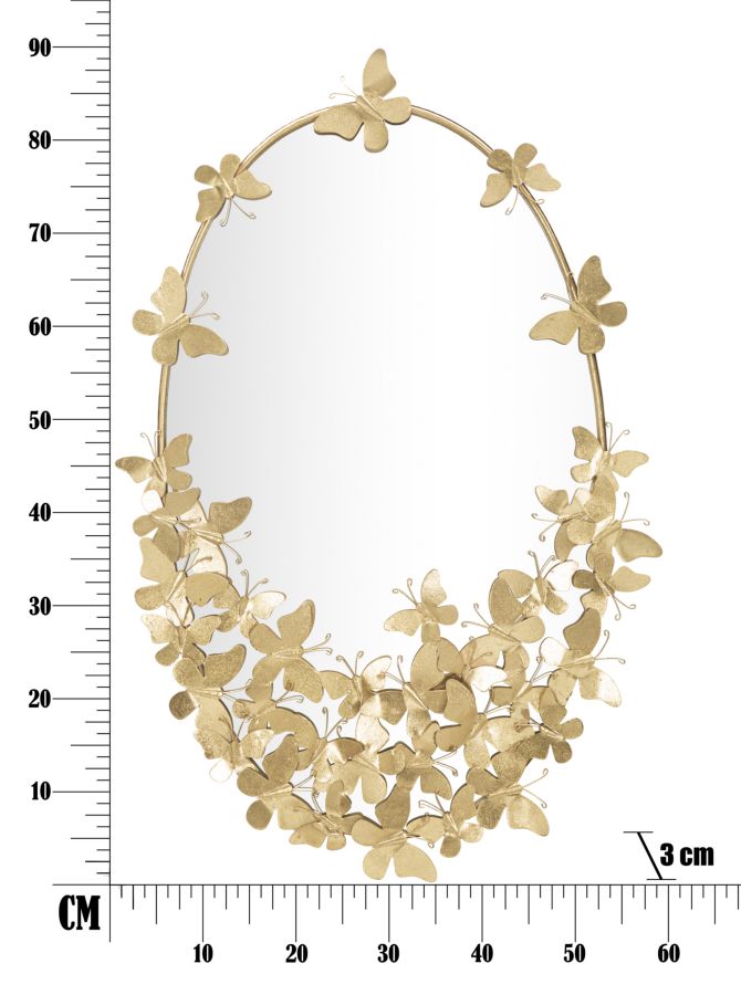 Zrkadlo Glam Oval Butterfly Mauro Ferretti, zlaté
