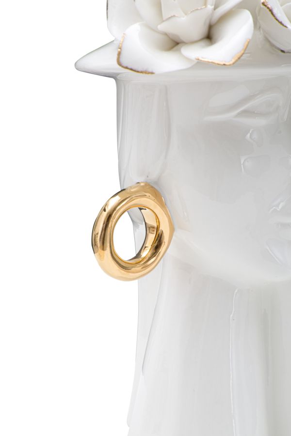 Dekoratívna váza Woman Elegant Porcellana Mauro Ferretti, biela/zlatá