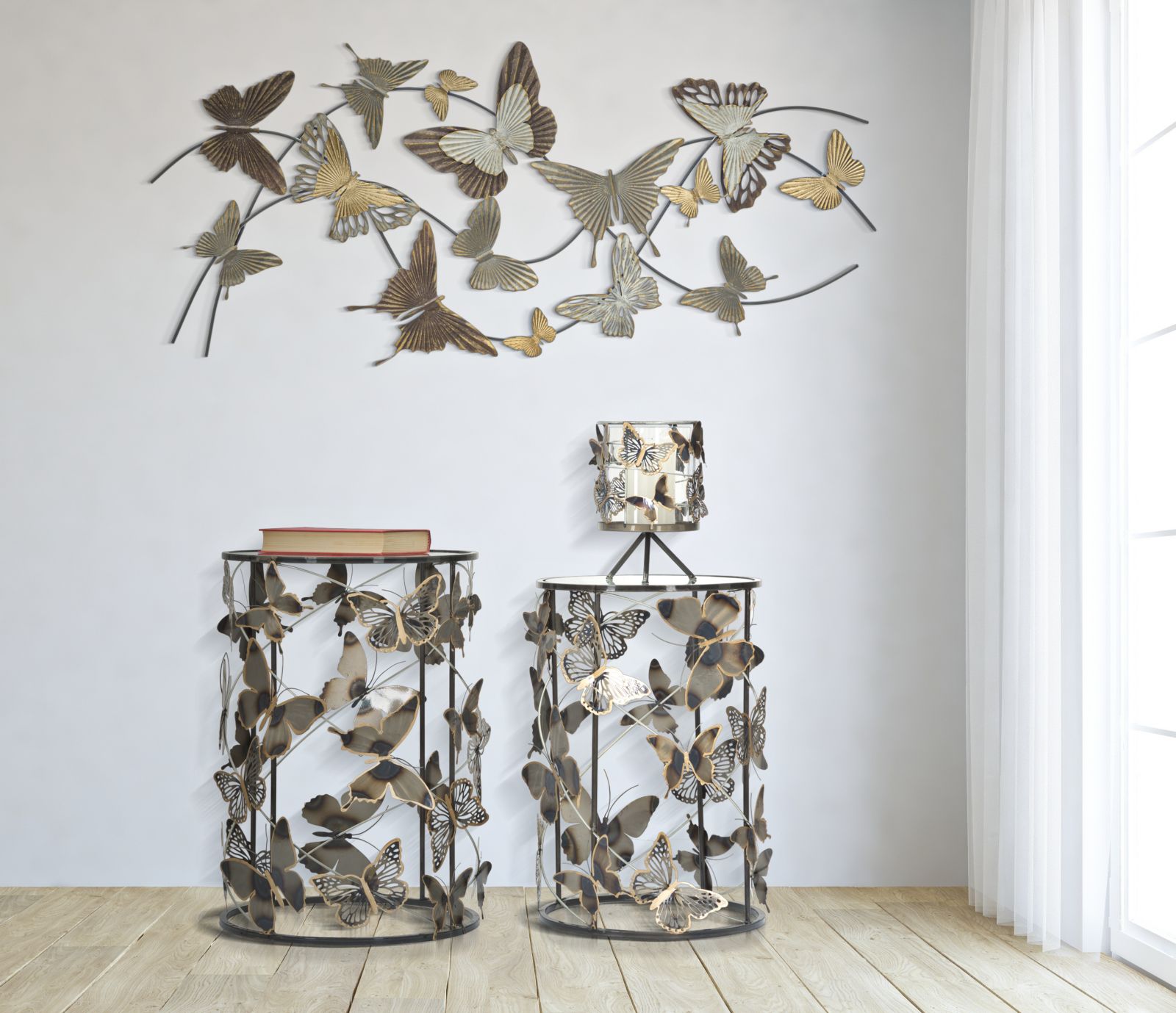 Dekoratívny doplnok Tavolinetti Farfalle Mauro Ferretti 41,3×55-35×50,3 cm
