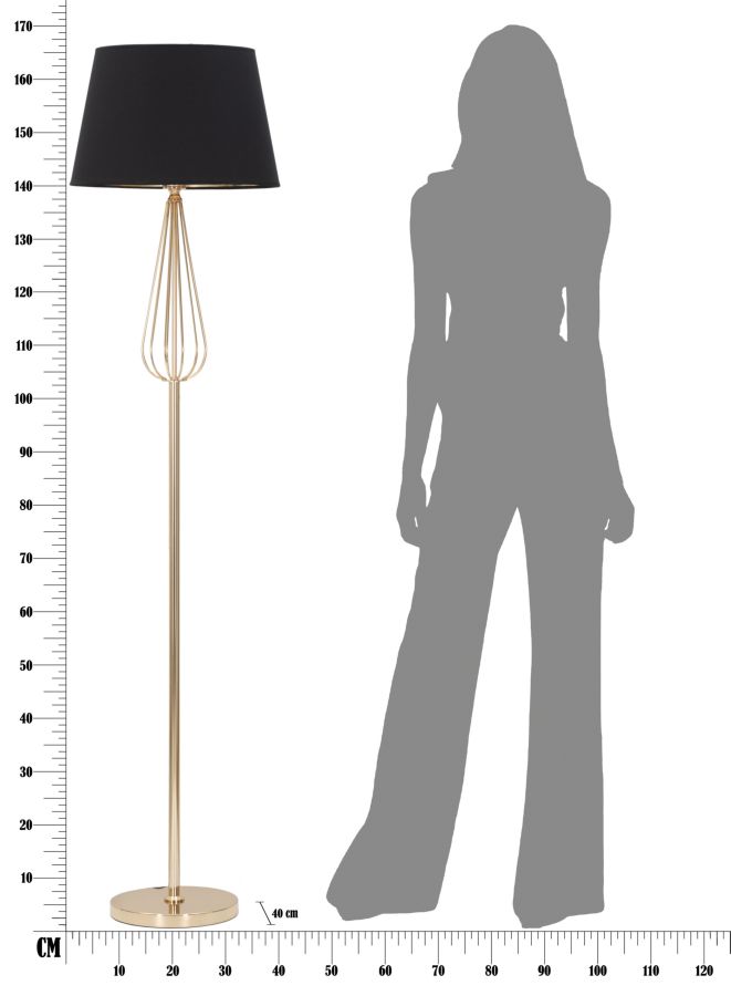 Stojanová lampa Ovy Mauro Ferretti, čierna/zlatá