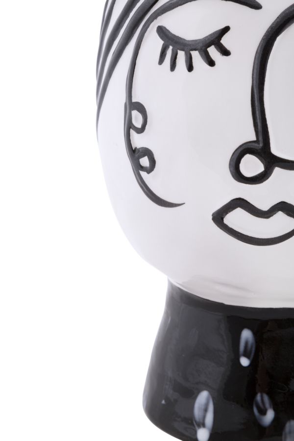 Dekoratívna váza Pot Face Mauro Ferrettti, čierna/biela