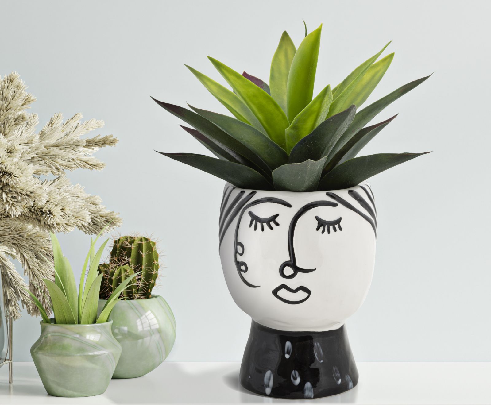 Dekoratívna váza Pot Face Mauro Ferrettti, čierna/biela