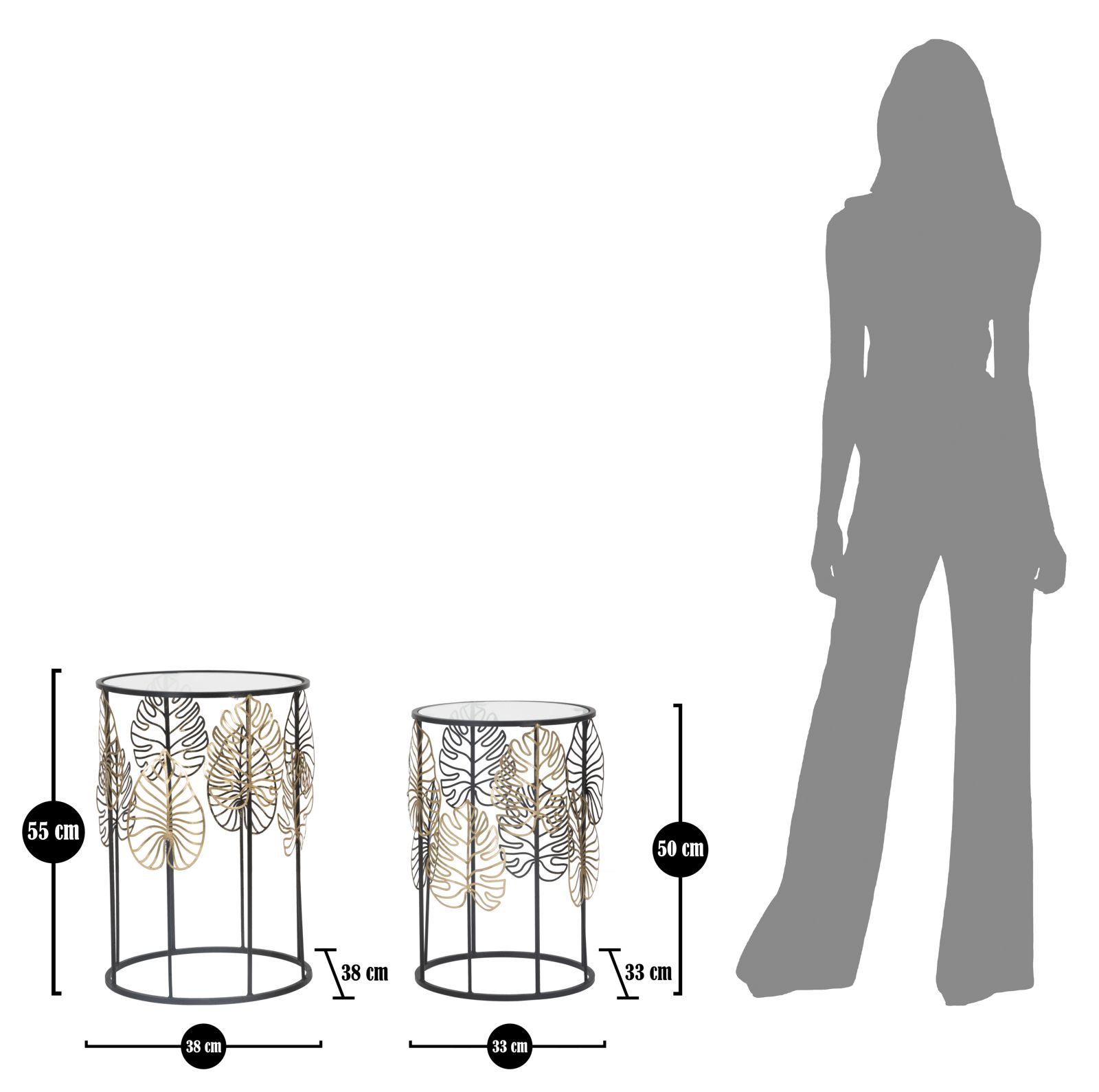 Dekoratívny doplnok Tavolinetti Foglie Glam Mauro Ferretti Ø 38×55-33×50 cm