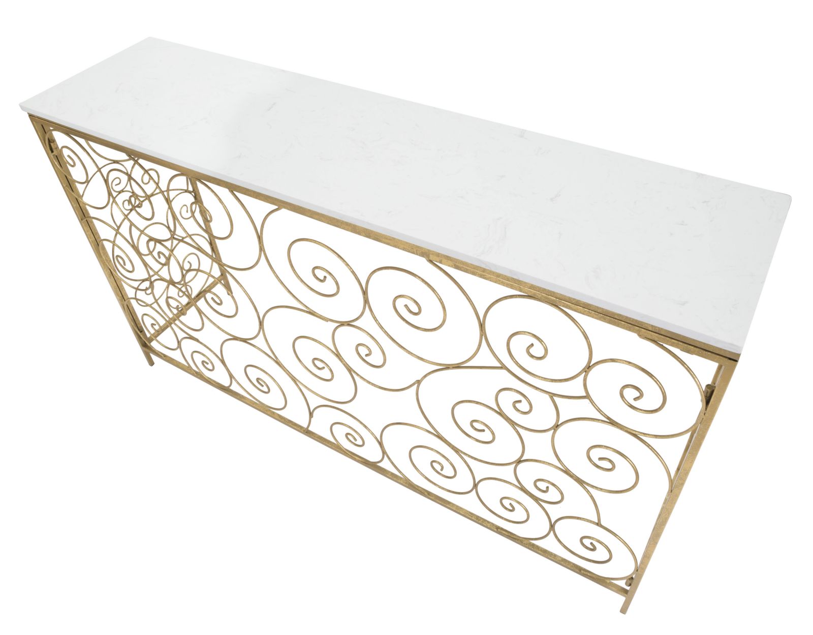 Dekoratívny stolík Console Spiral Mauro Ferretti, zlatý/biely