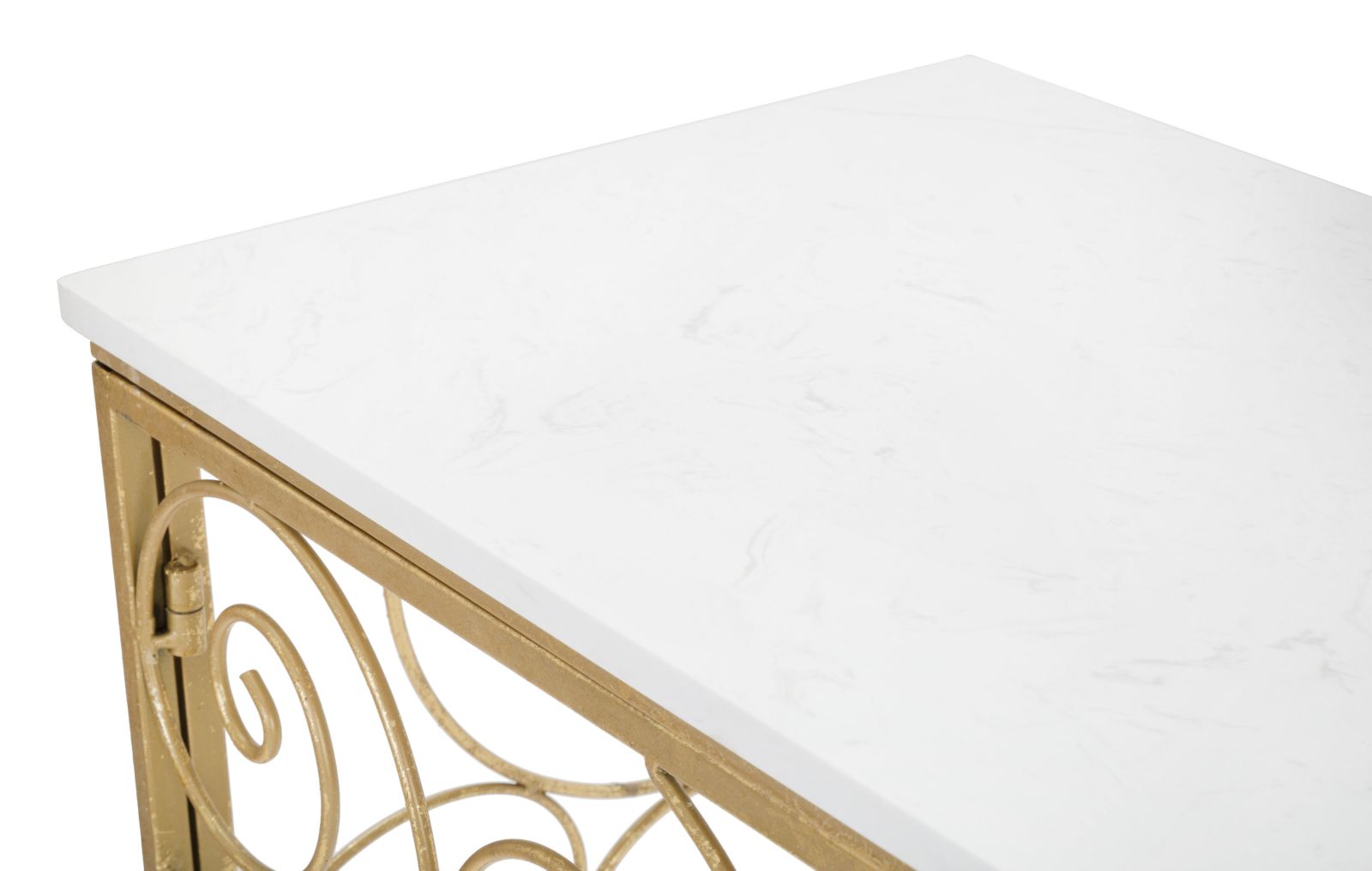 Dekoratívny stolík Console Spiral Mauro Ferretti, zlatý/biely