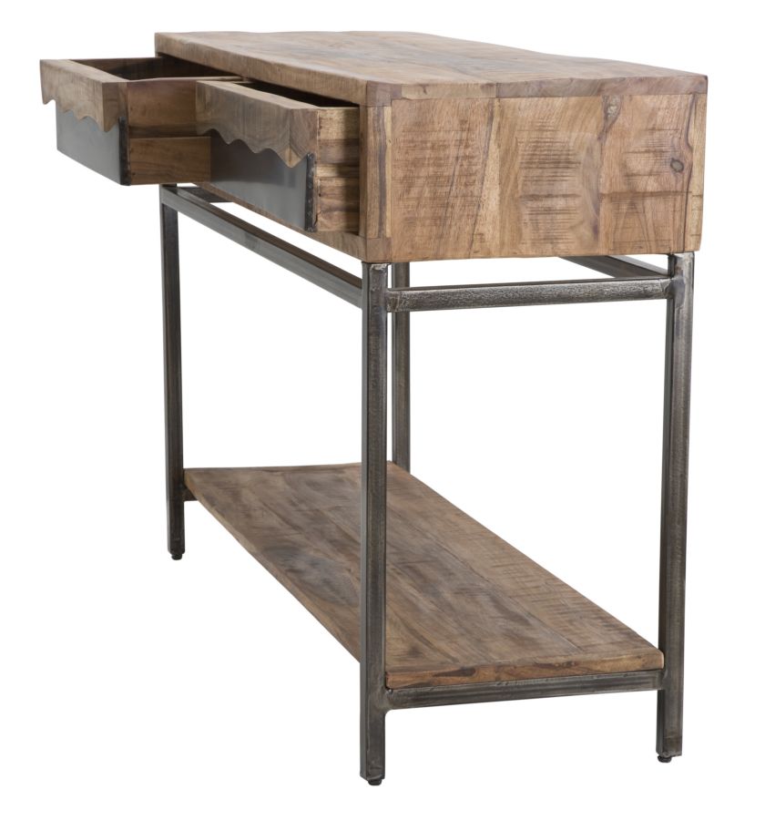 Dizajnový stolík Console Yellowstone, čierny/drevo