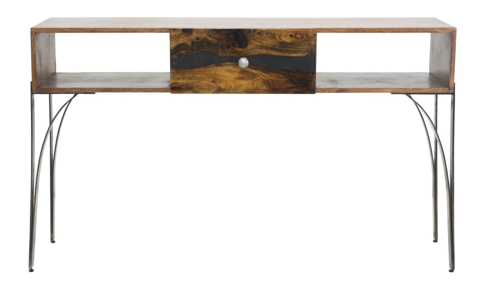 Dizajnový stolík Console Mustang, čierny/drevo
