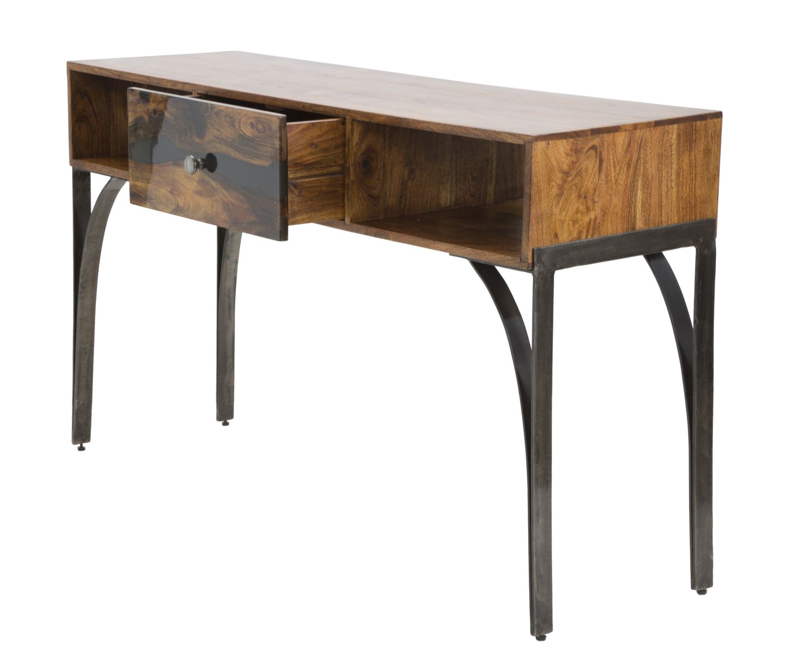 Dizajnový stolík Console Mustang, čierny/drevo
