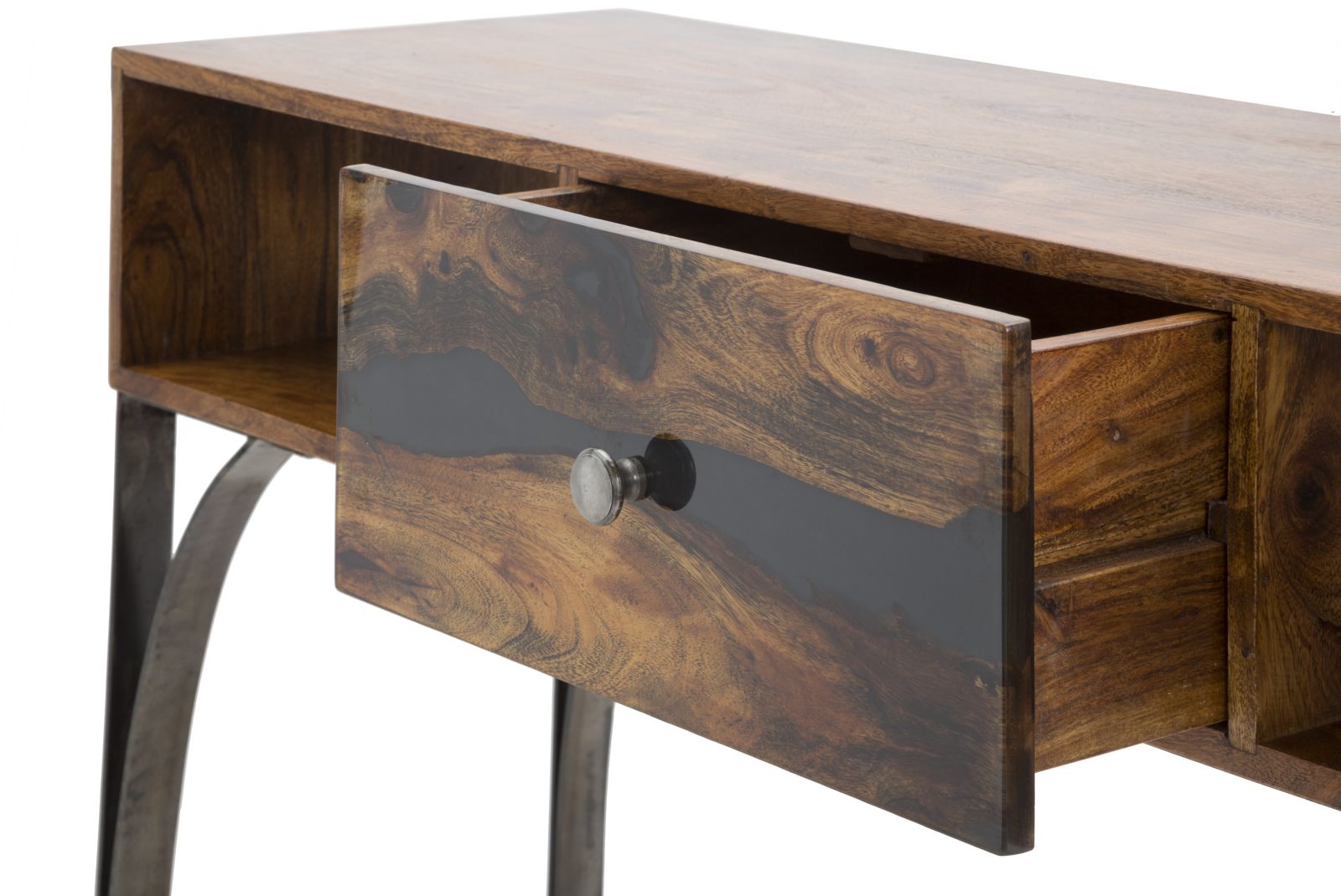 Dizajnový stolík Console Mustang, čierny/drevo