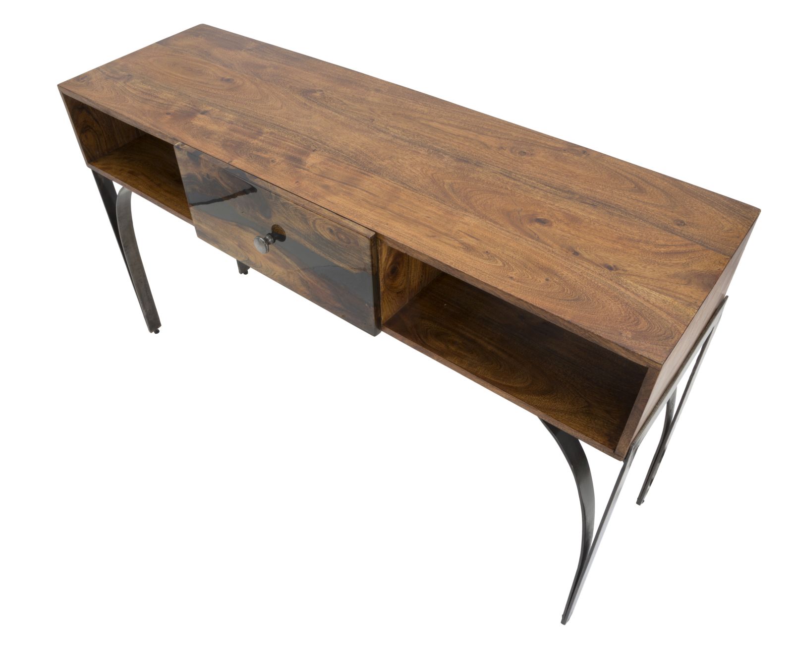 Dizajnový stolík Console Mustang, čierny/drevo
