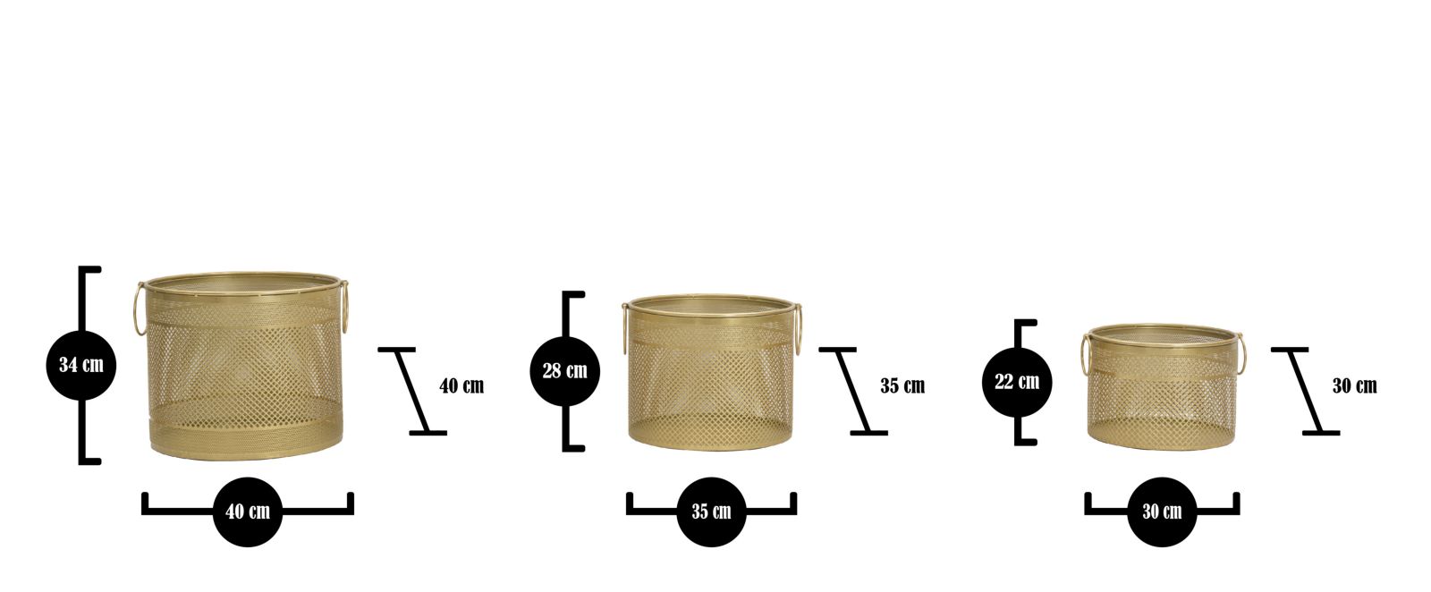 Dekoratívne vázy 3ks P Cage Tris Mauro Ferretti, zlaté