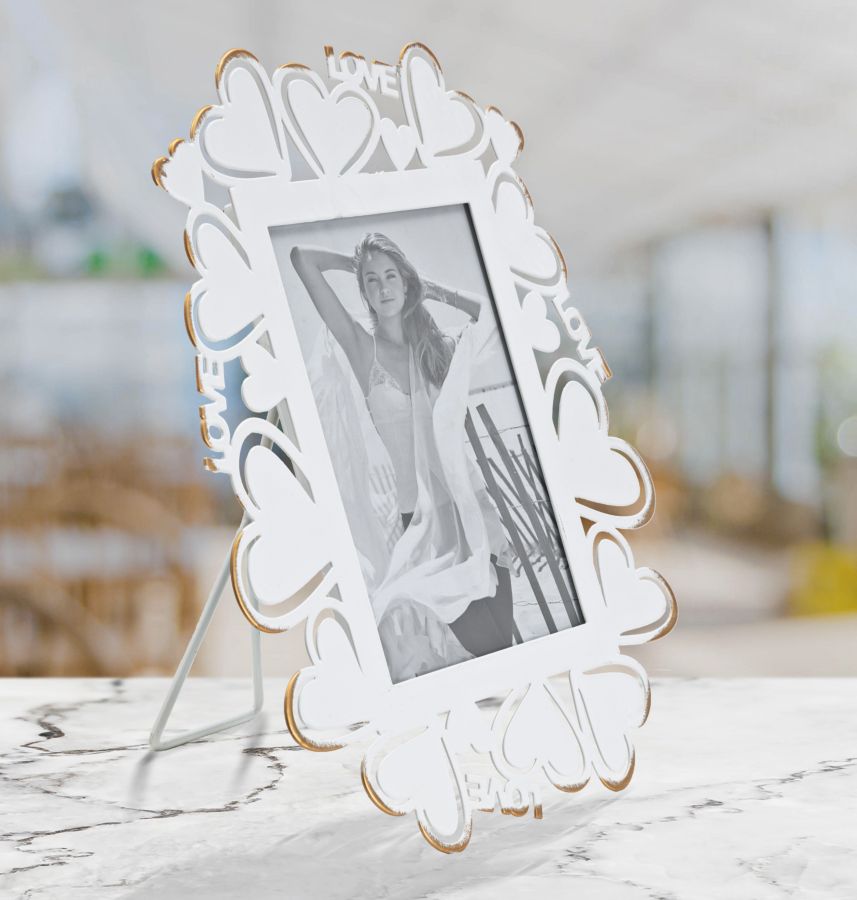 Fotorám Cornice Heart, biely/zlatý