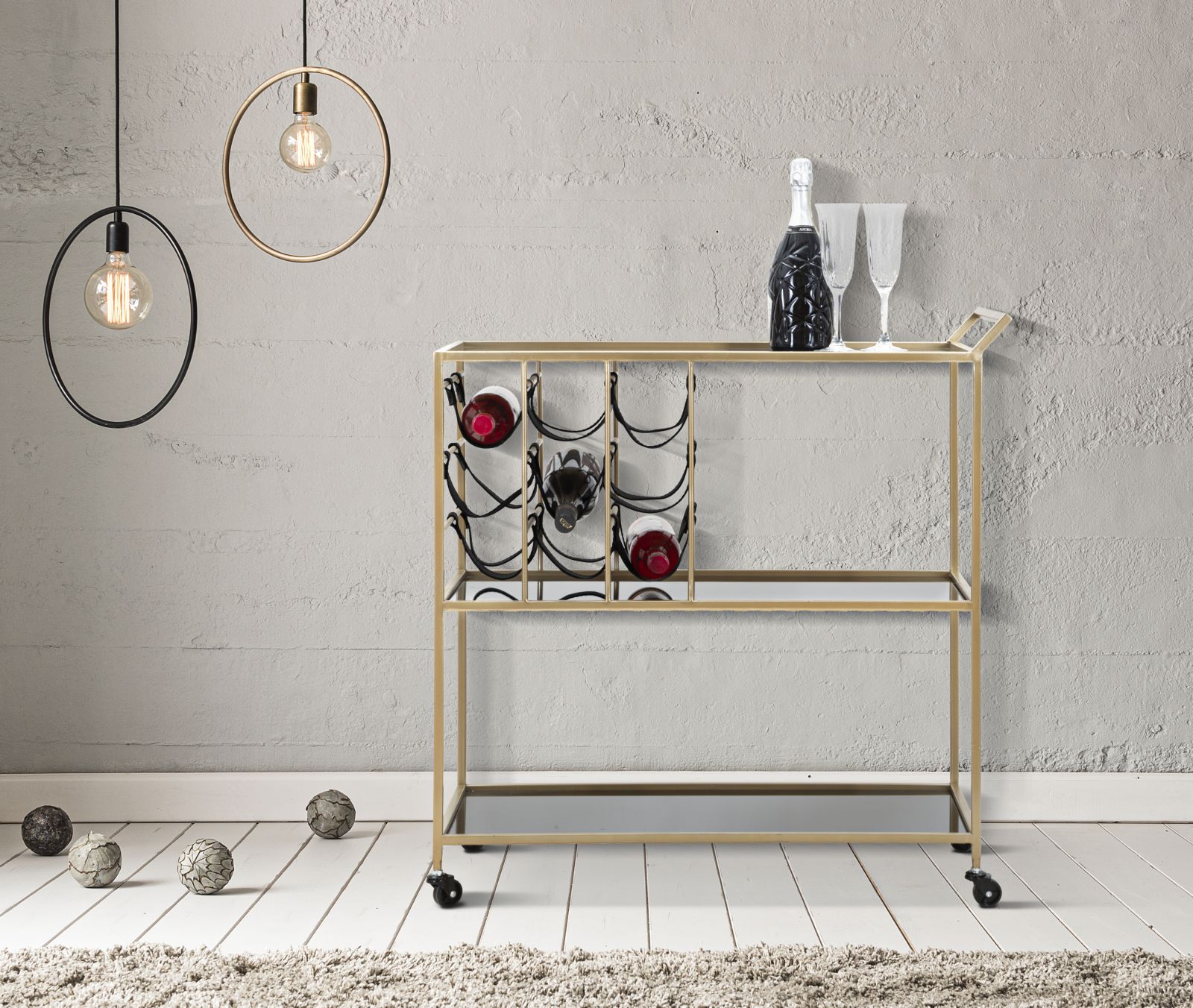 Dekoratívny doplnok Carrello Black String Mauro Ferretti 79×39,5×82 cm