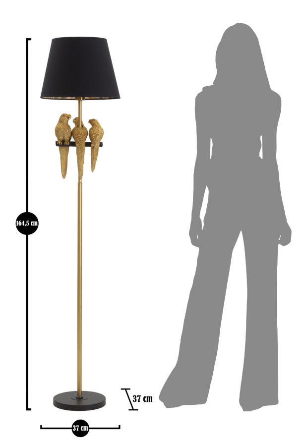 Stojanová lampa Pappagallo Mauro Ferretti, čierna/zlatá