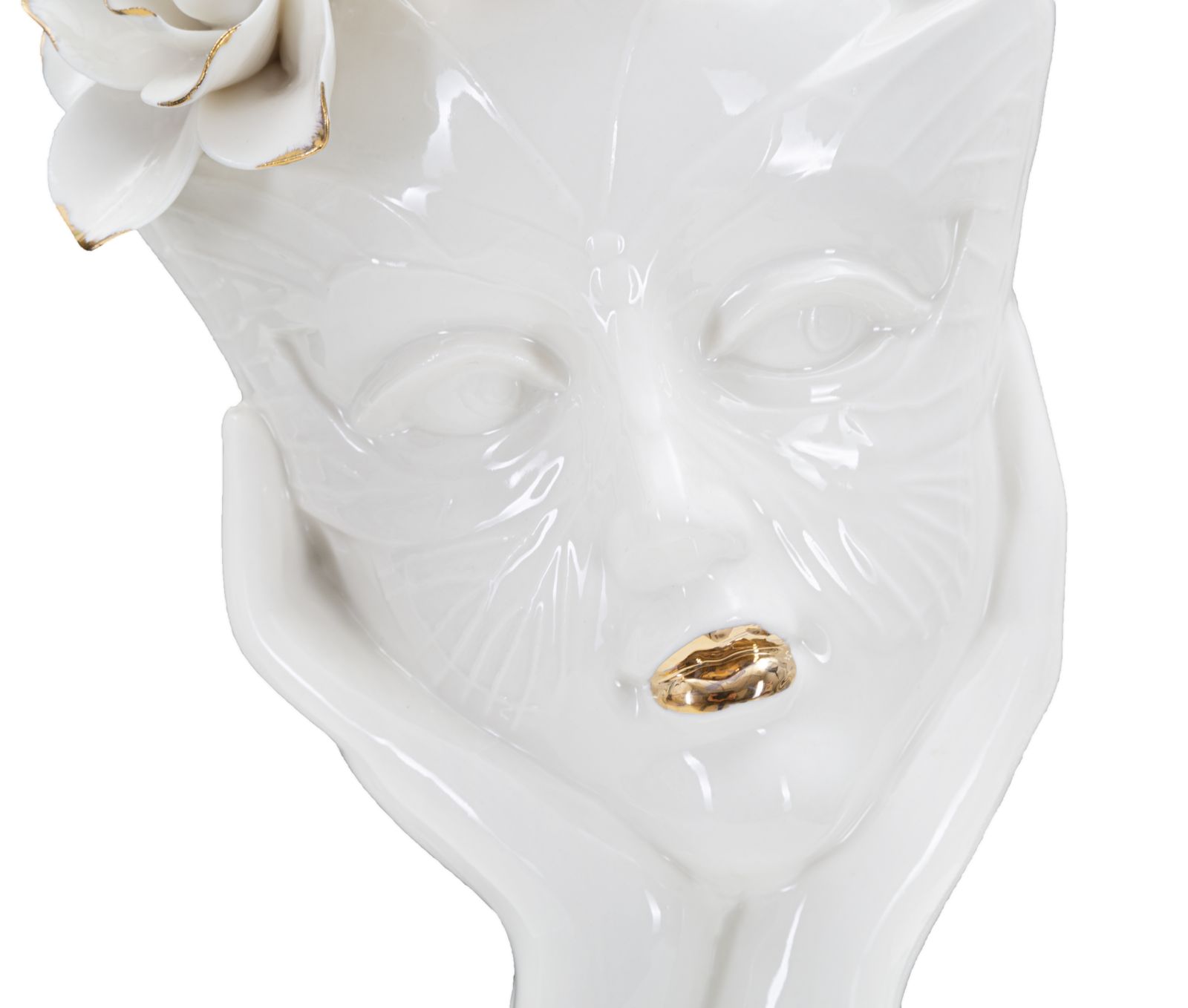 Dekoratívna váza Woman Mask Mauro Ferretti, biela/zlatá