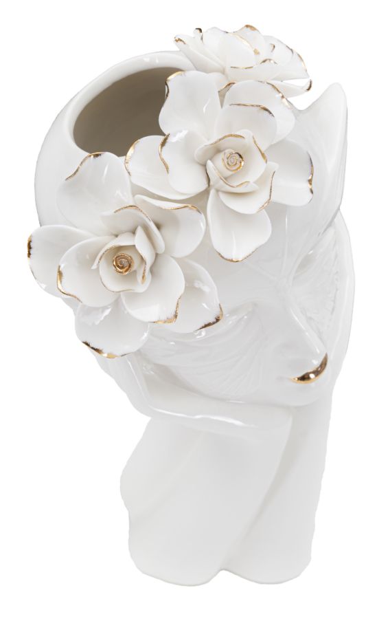 Dekoratívna váza Woman Mask Mauro Ferretti, biela/zlatá