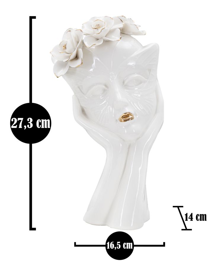 Dekoratívna váza Woman Mask Mauro Ferretti, biela/zlatá