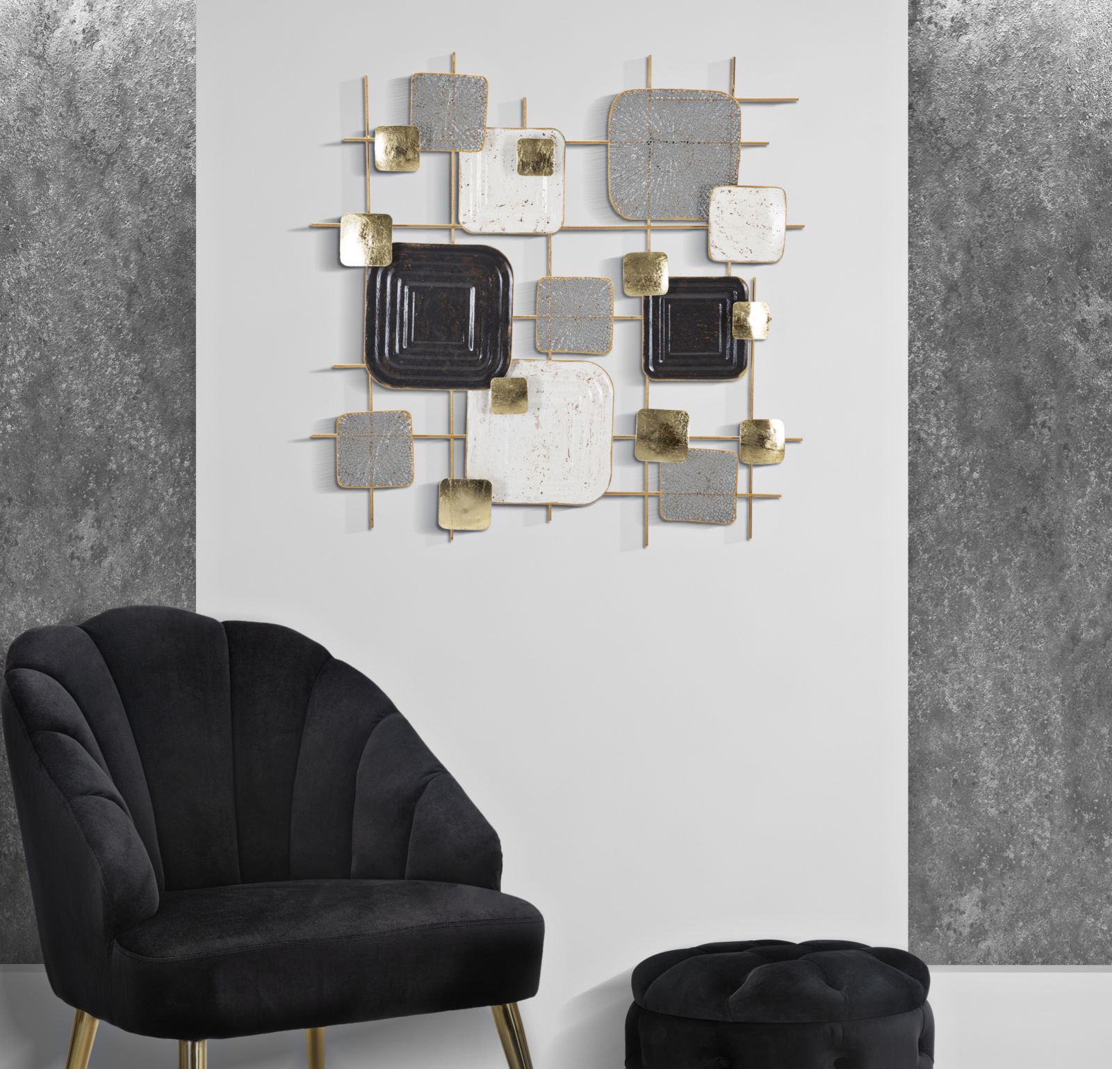 Dekoratívny panel Cubes Mauro Ferretti, zlatý/biely/čierny