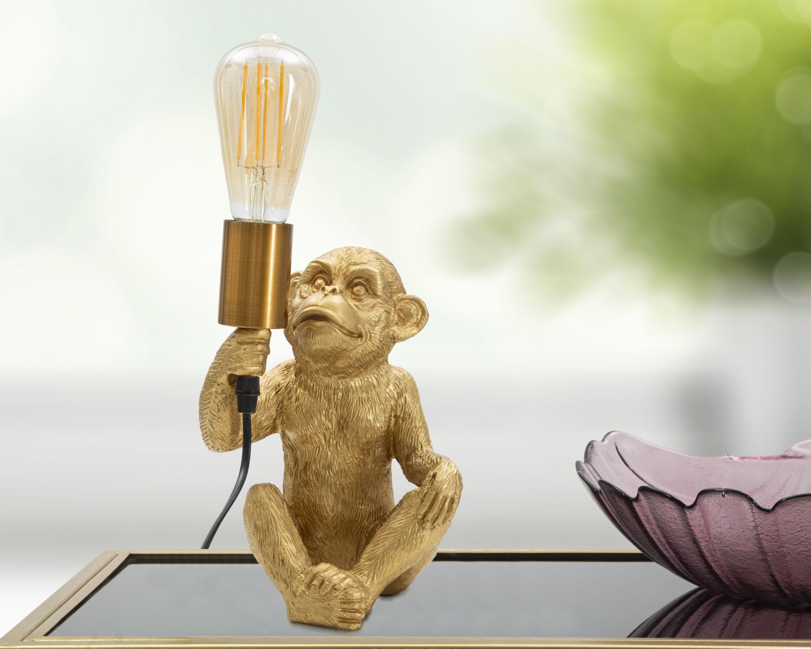 Stolová lampa Monkey Mauro Ferretti, zlatá