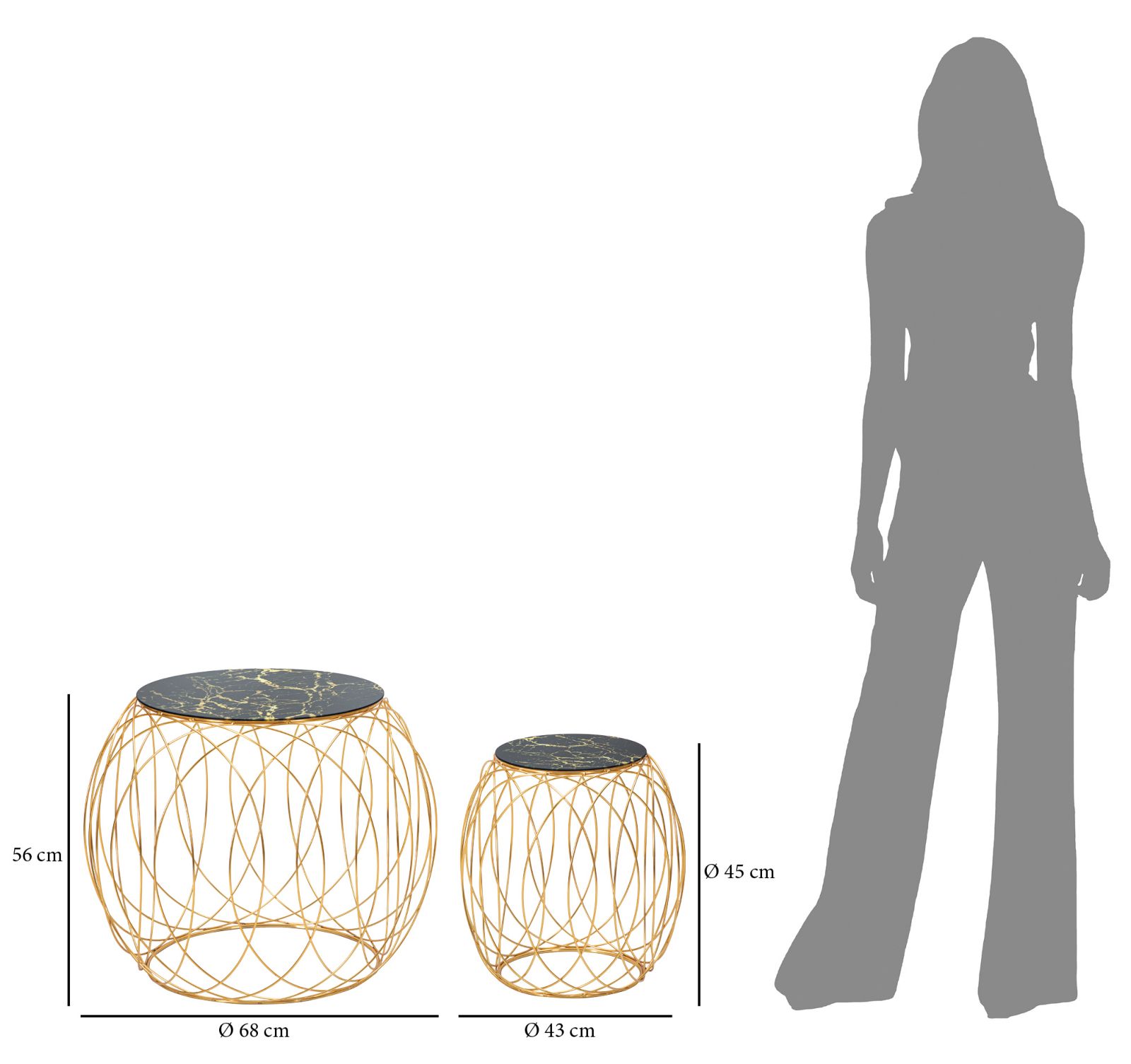 Dekoratívny doplnok Tavolinetti Ball Mauro Ferretti Ø 68×56-43×45 cm