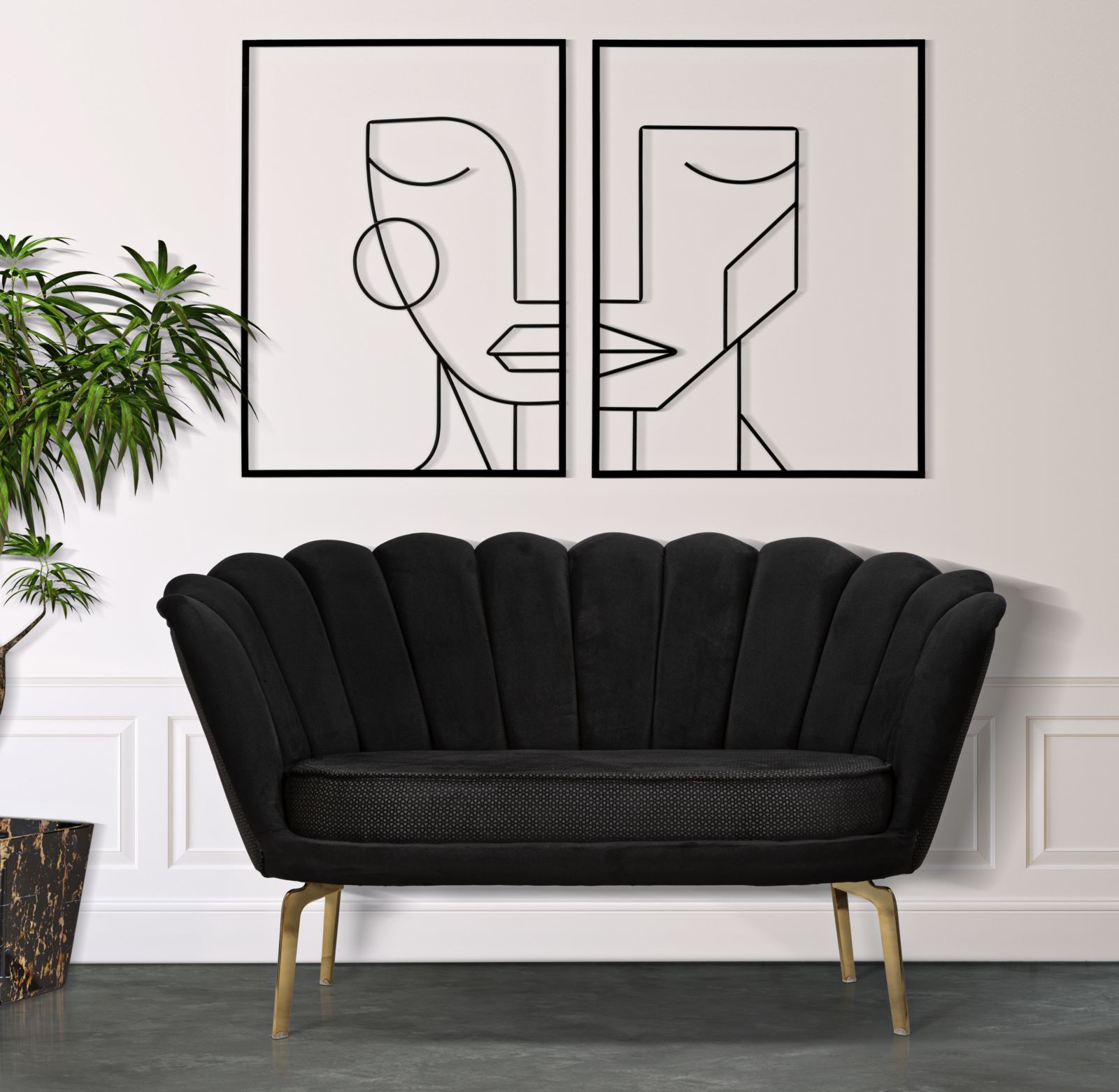 Dekoratívny panel 2ks Tribal Mauro Ferretti, čierny