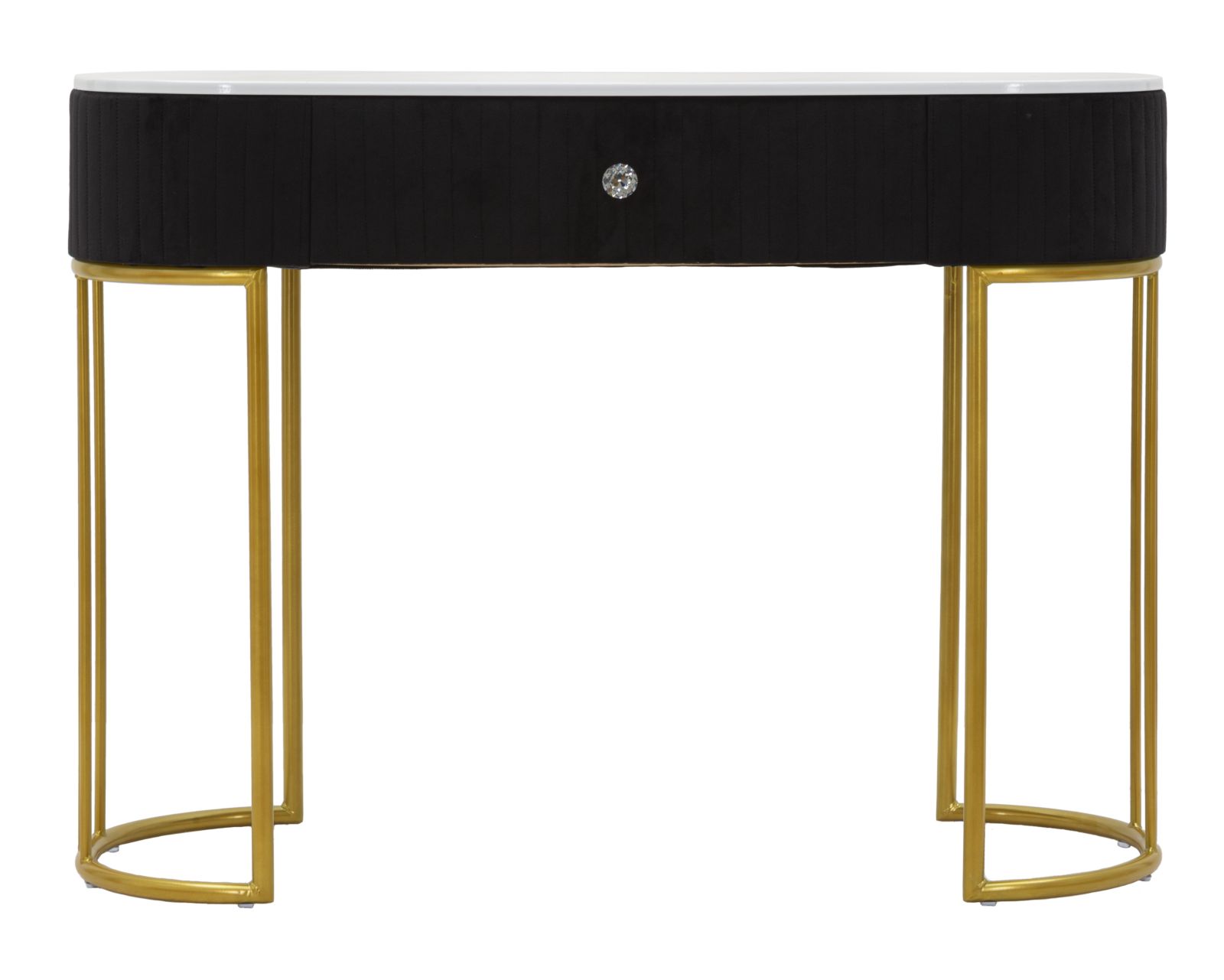 Toaletný stolík Console Montpellier Nera Mauro Ferretti, čierny/zlatý/biely mramor