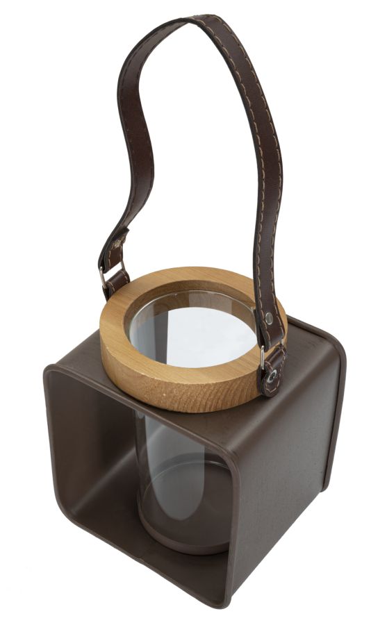 Dekoratívny lampáš Glass Mauro Ferretti, hnedý