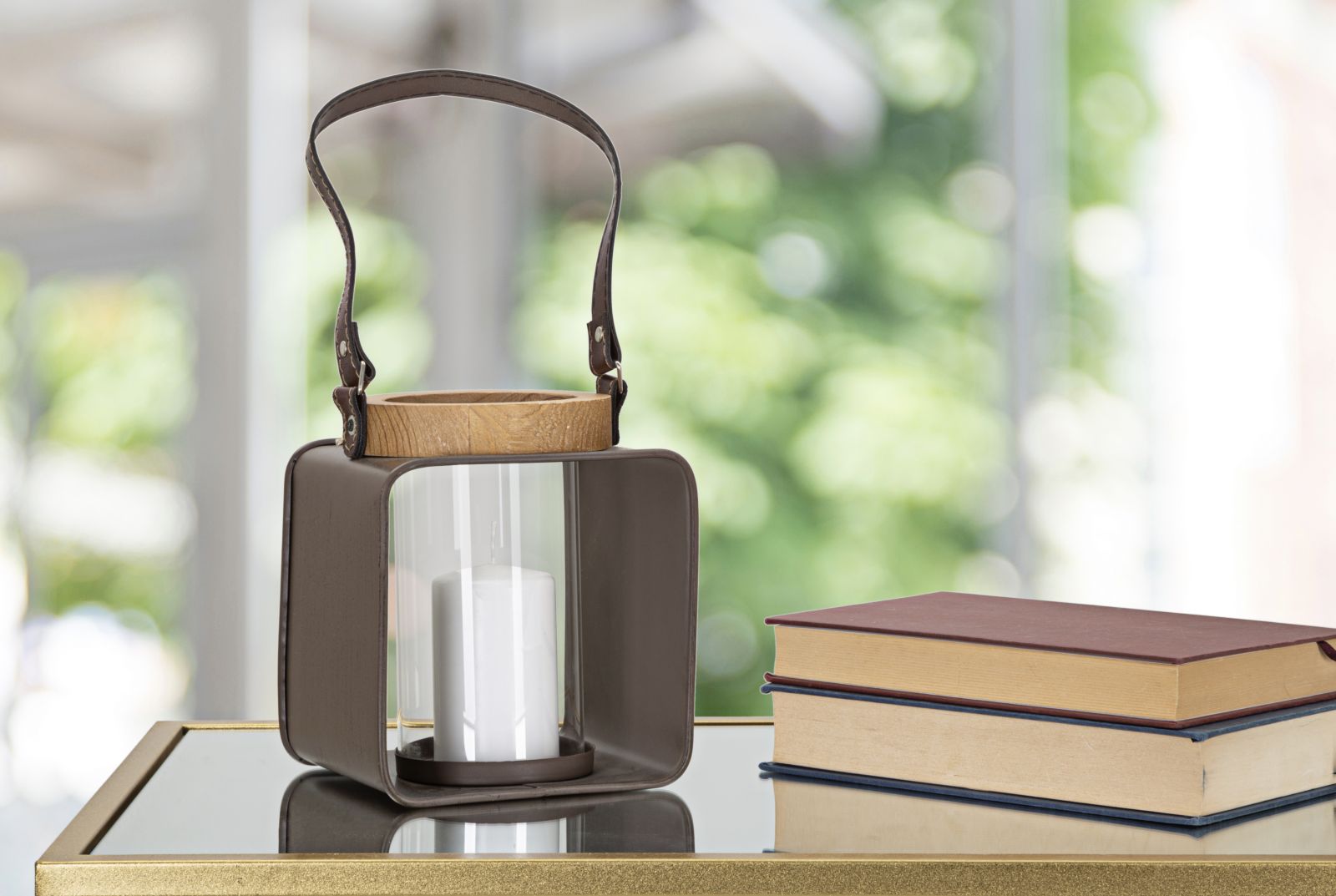 Dekoratívny lampáš Glass Mauro Ferretti, hnedý