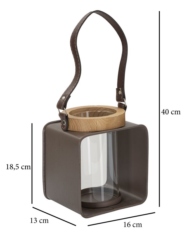 Dekoratívny lampáš Glass Mauro Ferretti, hnedý