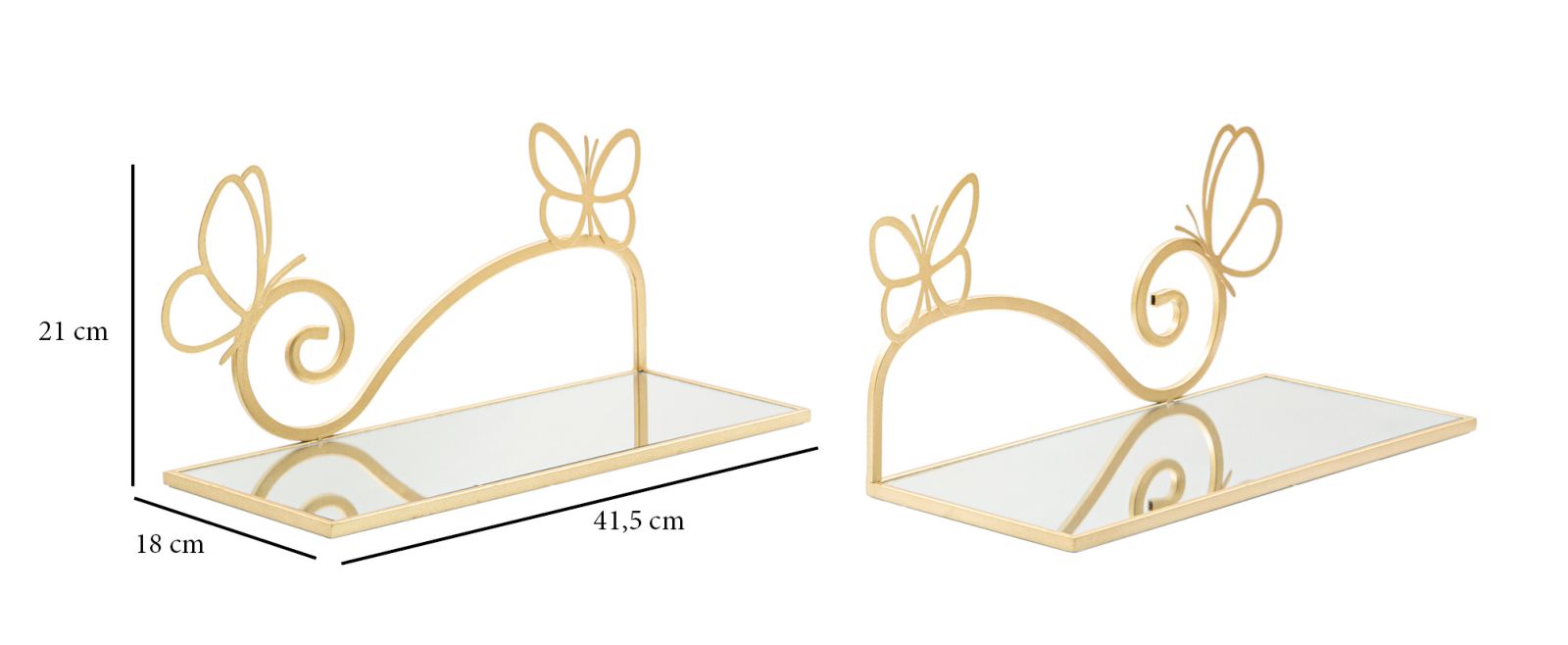 Dekoratívne podnosy 2ks Comodino Mensola Butterfly Mauro Ferretti, zlaté
