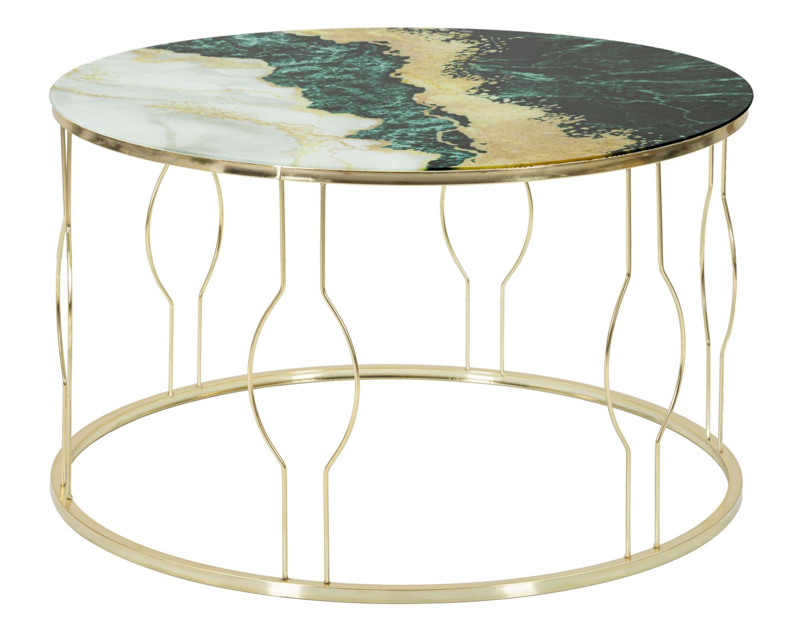 Stôl Caffe' Greeny Mauro Ferretti, farebný mramor/zlatý