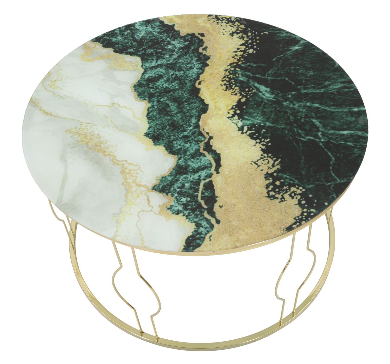 Stôl Caffe' Greeny Mauro Ferretti, farebný mramor/zlatý