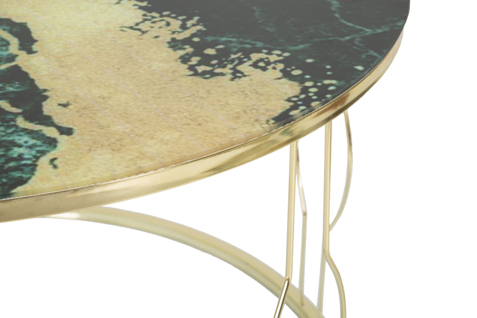 Stôl Caffe' Greeny Mauro Ferretti, farebný mramor/zlatý