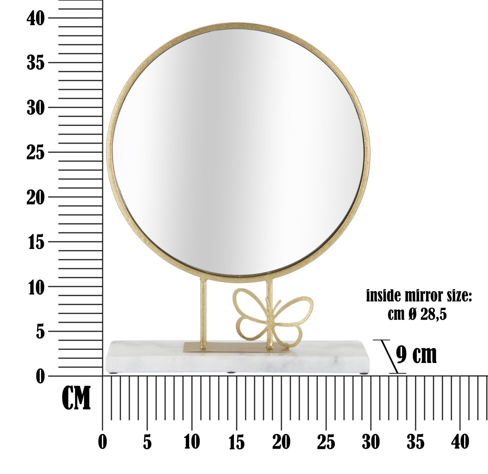 Zrkadlo Appoggio Butterfly Mauro Ferretti, zlaté