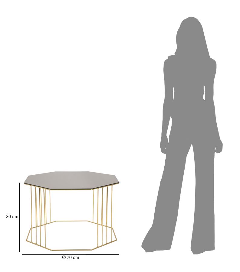 Dekoratívny doplnok Tavolinetto Caffe' Octagon Mauro Ferretti, sivá/zlatý