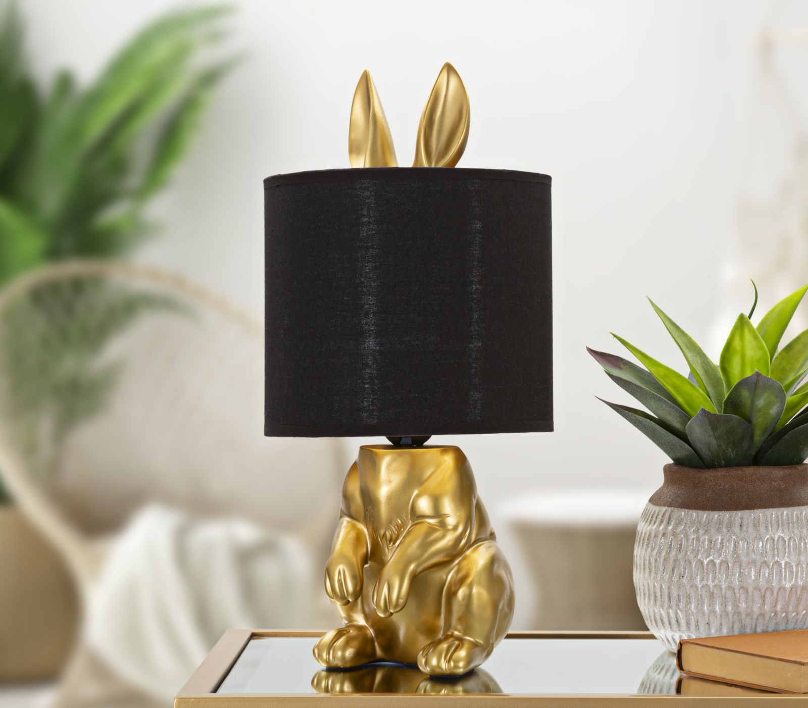 Stolová lampa Coniglio Mauro Ferretti, čierna/zlatá