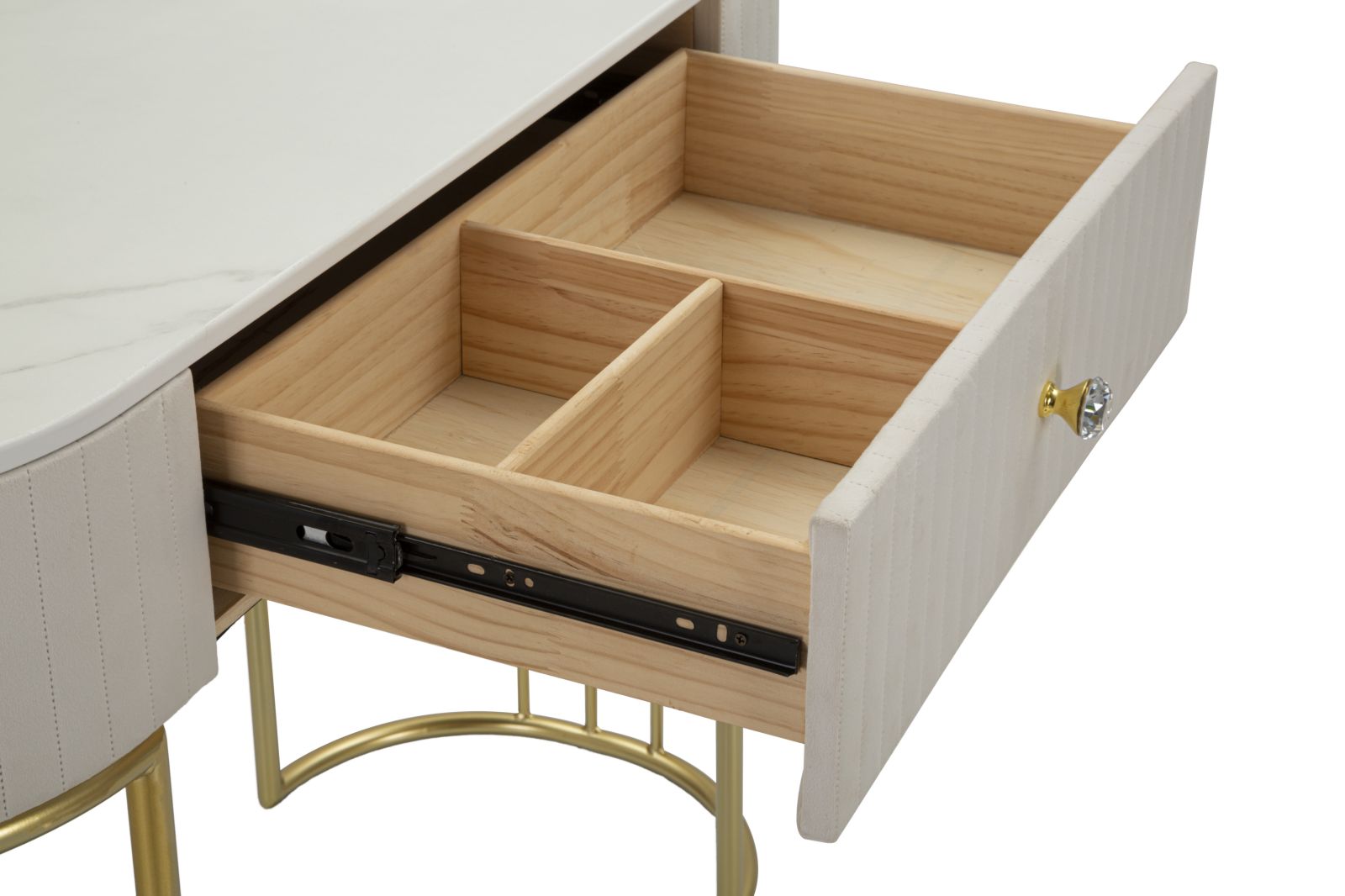 Toaletný stolík Console Montpellier Crema Mauro Ferretti, krémový/zlatý/biely mramor