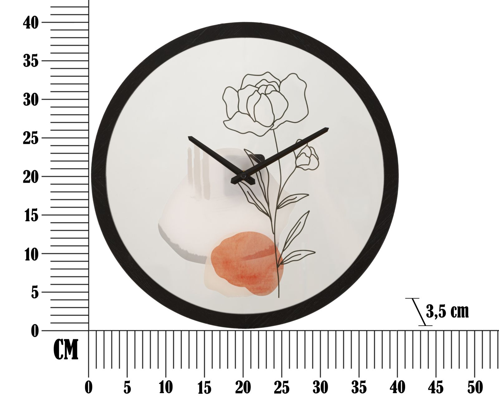 Nástenné hodiny Flower Mauro Ferretti, biele/čierne
