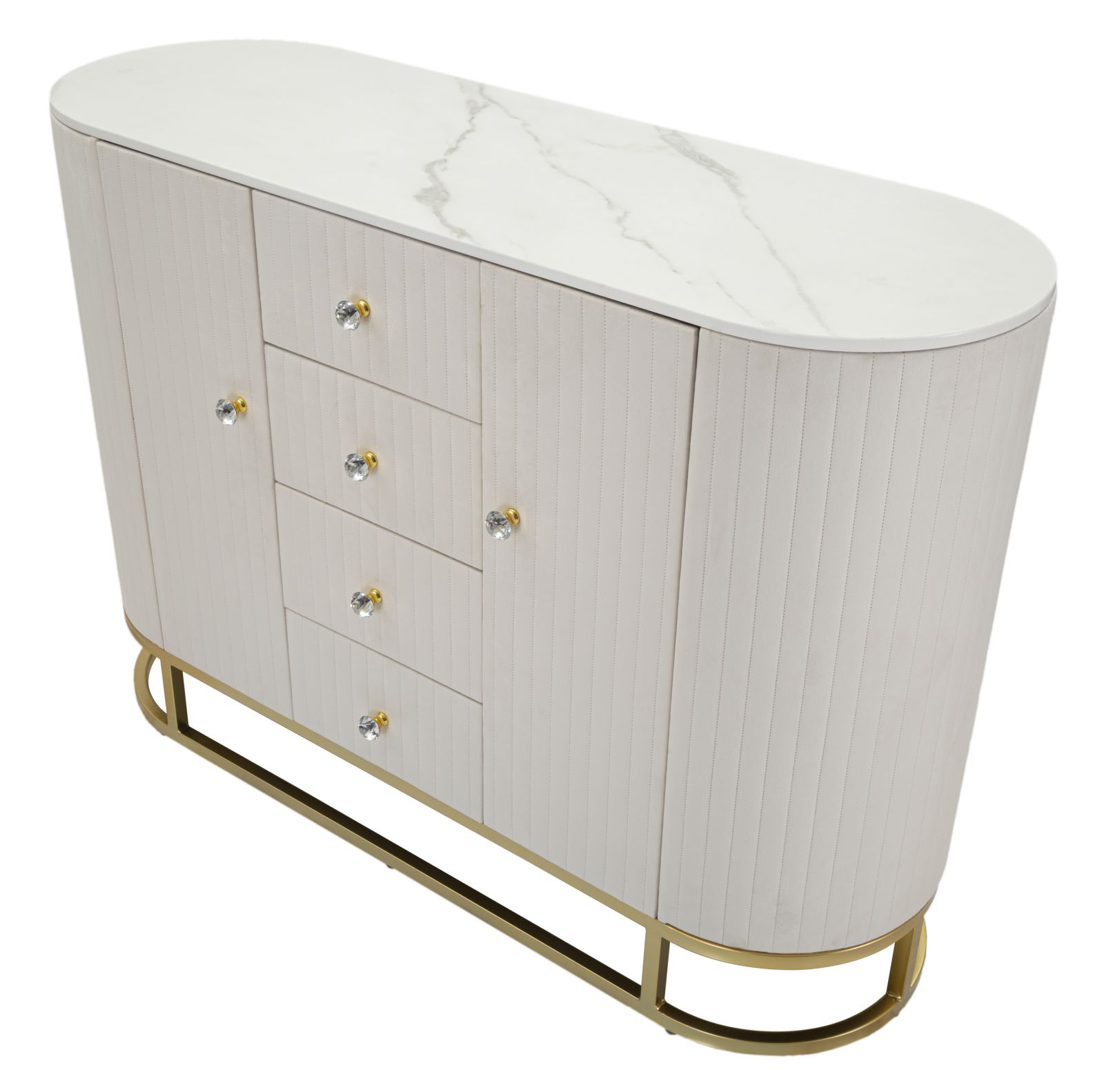 Dekoratívna komoda Mobile Montpellier Crema Mauro Ferretti, ružová/zlatá/biely mramor