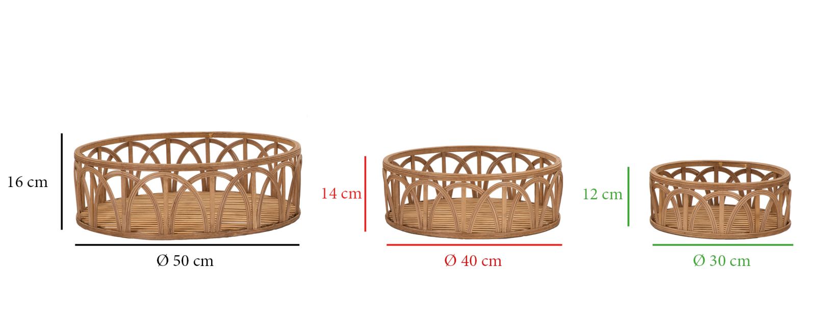 Dekoratívne misy 3ks S Tasche Fuji Mauro Ferretti, drevo