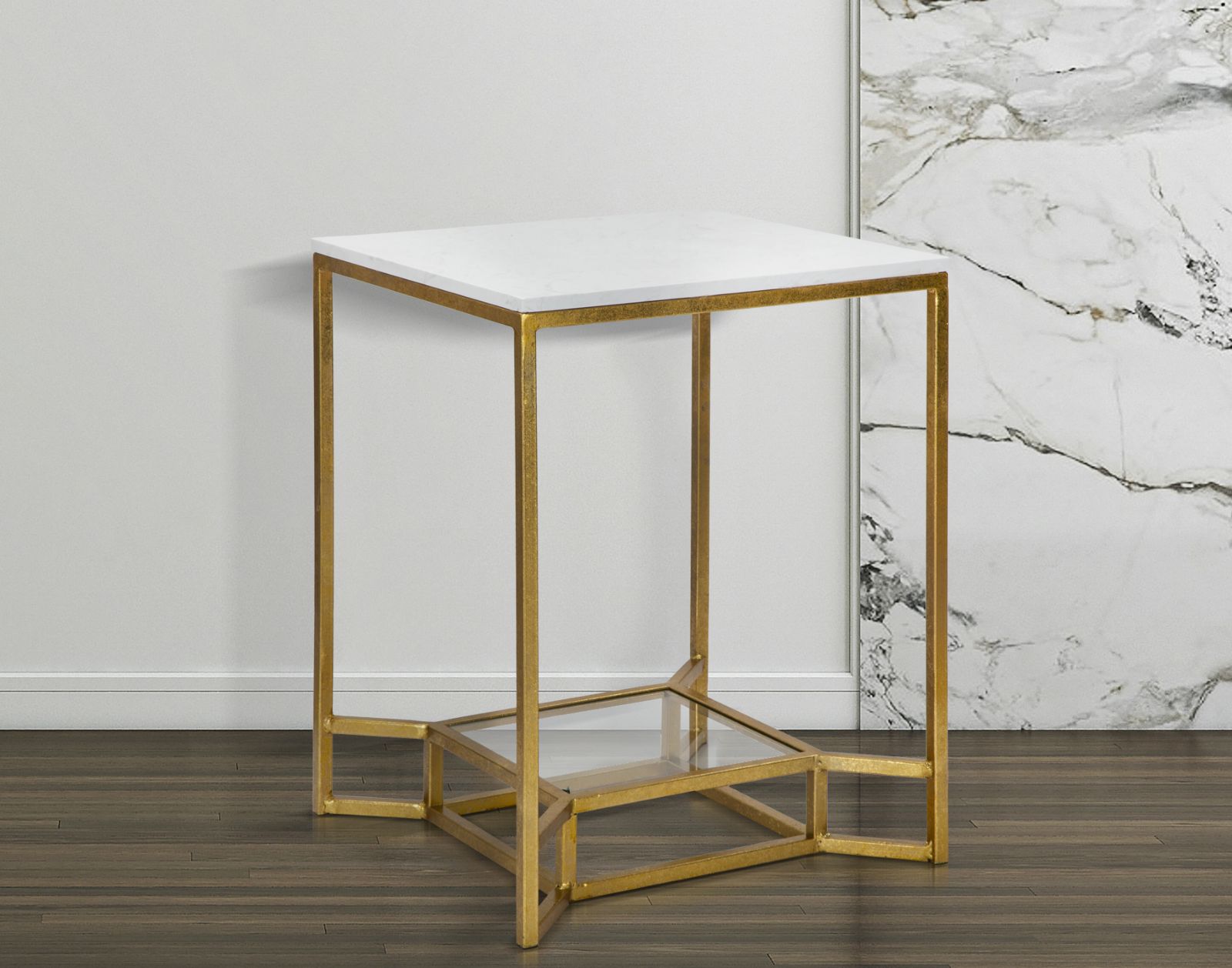 Dekoratívny doplnok Tavolinetto Double Marble Mauro Ferretti 47×47×60 cm