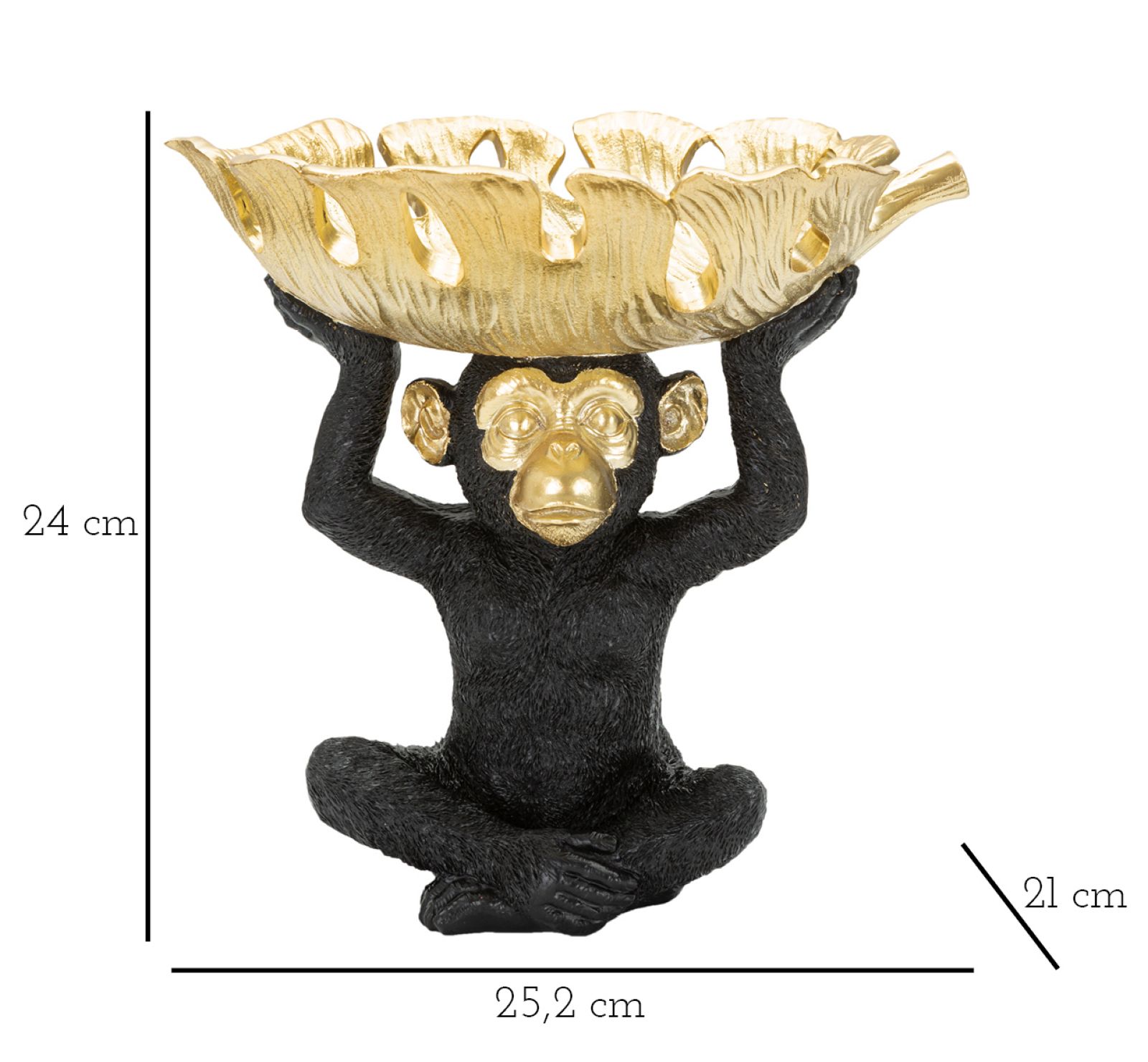 Dekoratívna misa Scimmia S Tasche Mauro Ferretti, zlatá/čierna