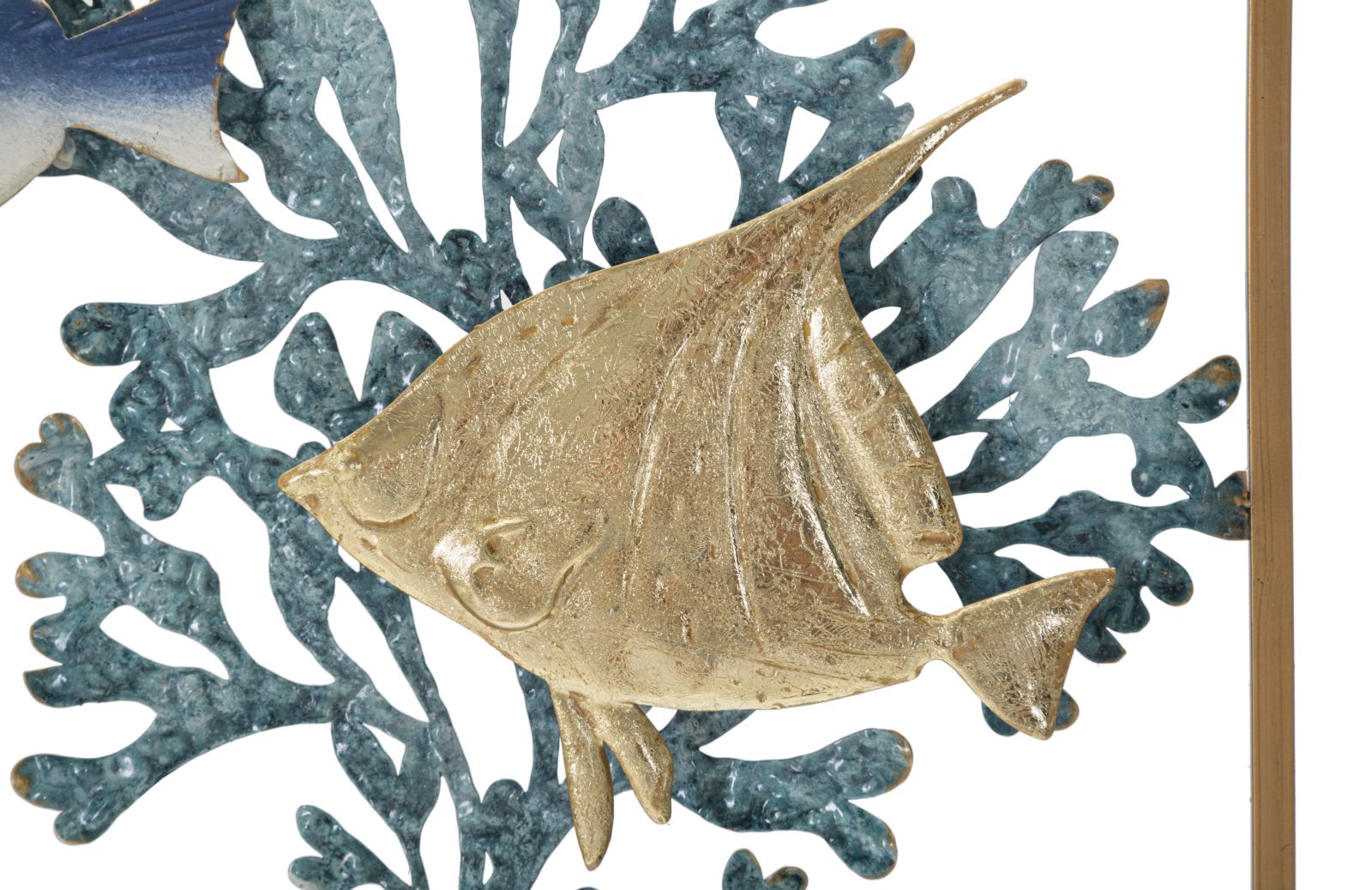 Dekoratívny panel Fish Mauro Ferretti, zlatý/modrý