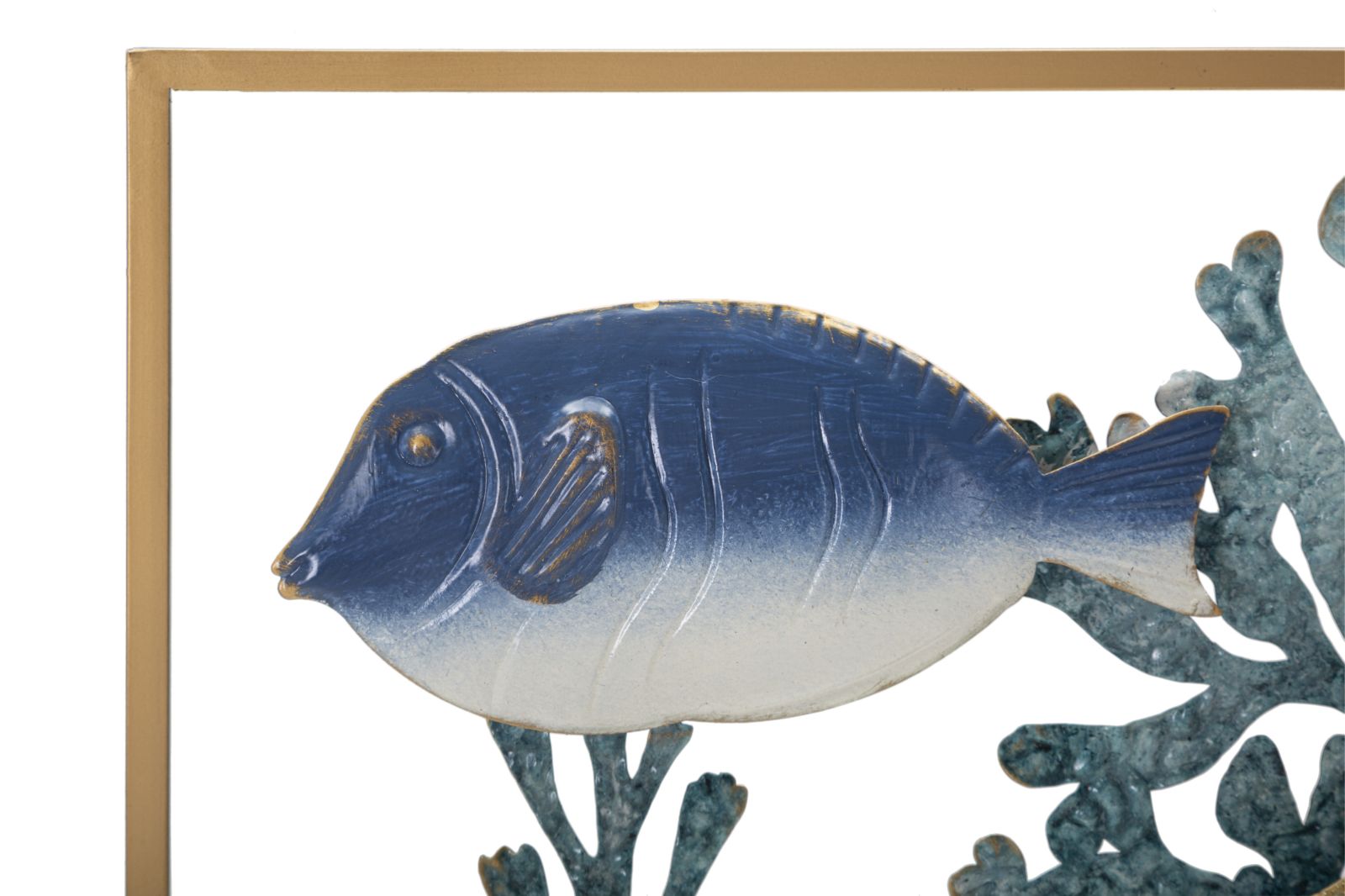 Dekoratívny panel Fish Mauro Ferretti, zlatý/modrý