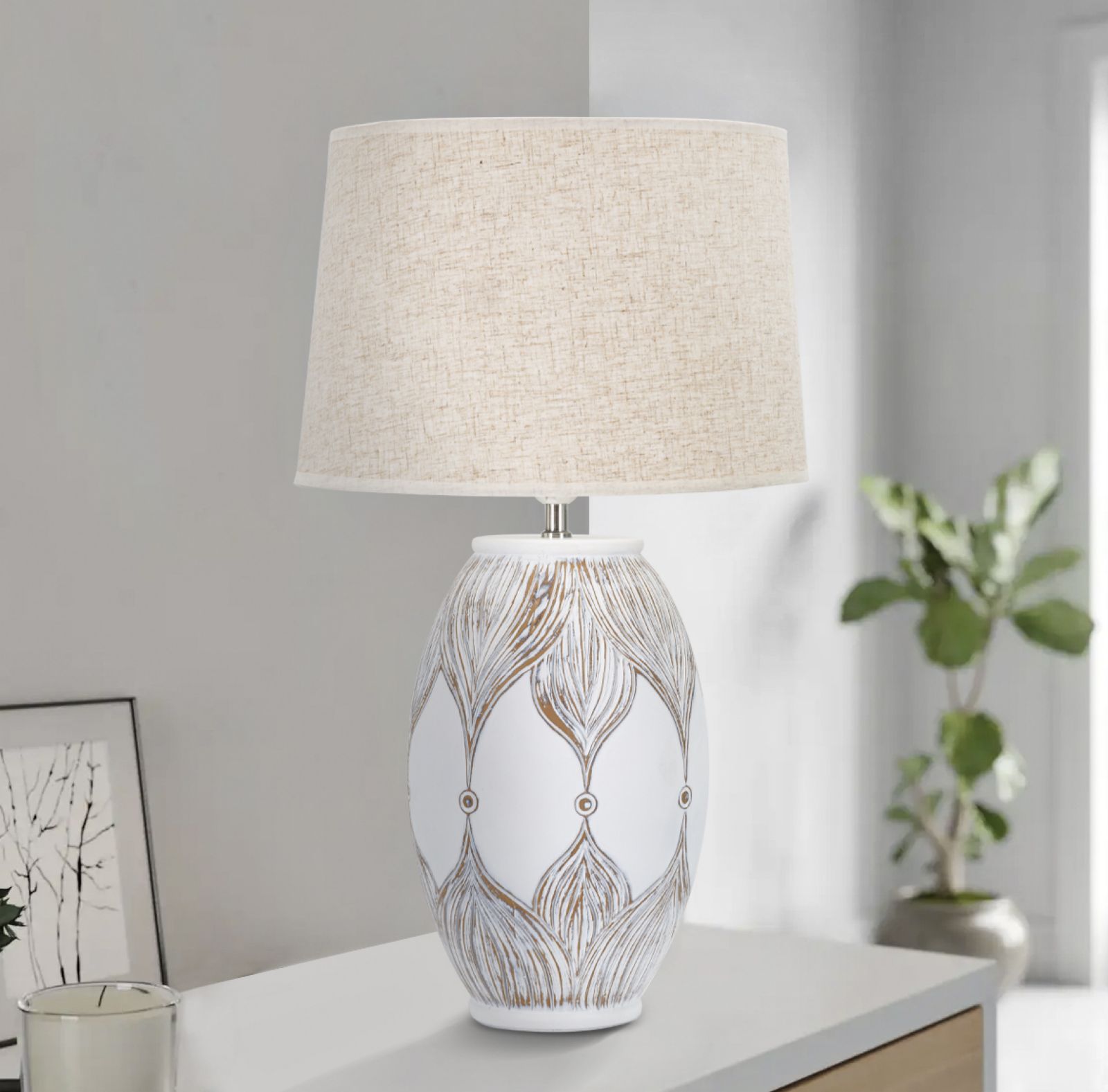 Stolová lampa Ovale Atene Mauro Ferretti, biela