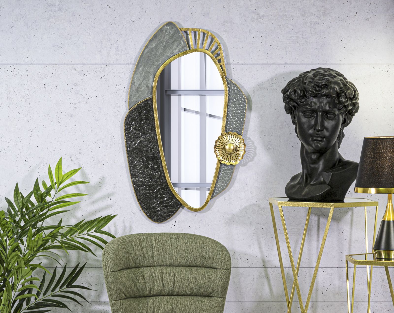 Zrkadlo Art Mauro Ferretti, sivá/zlatá