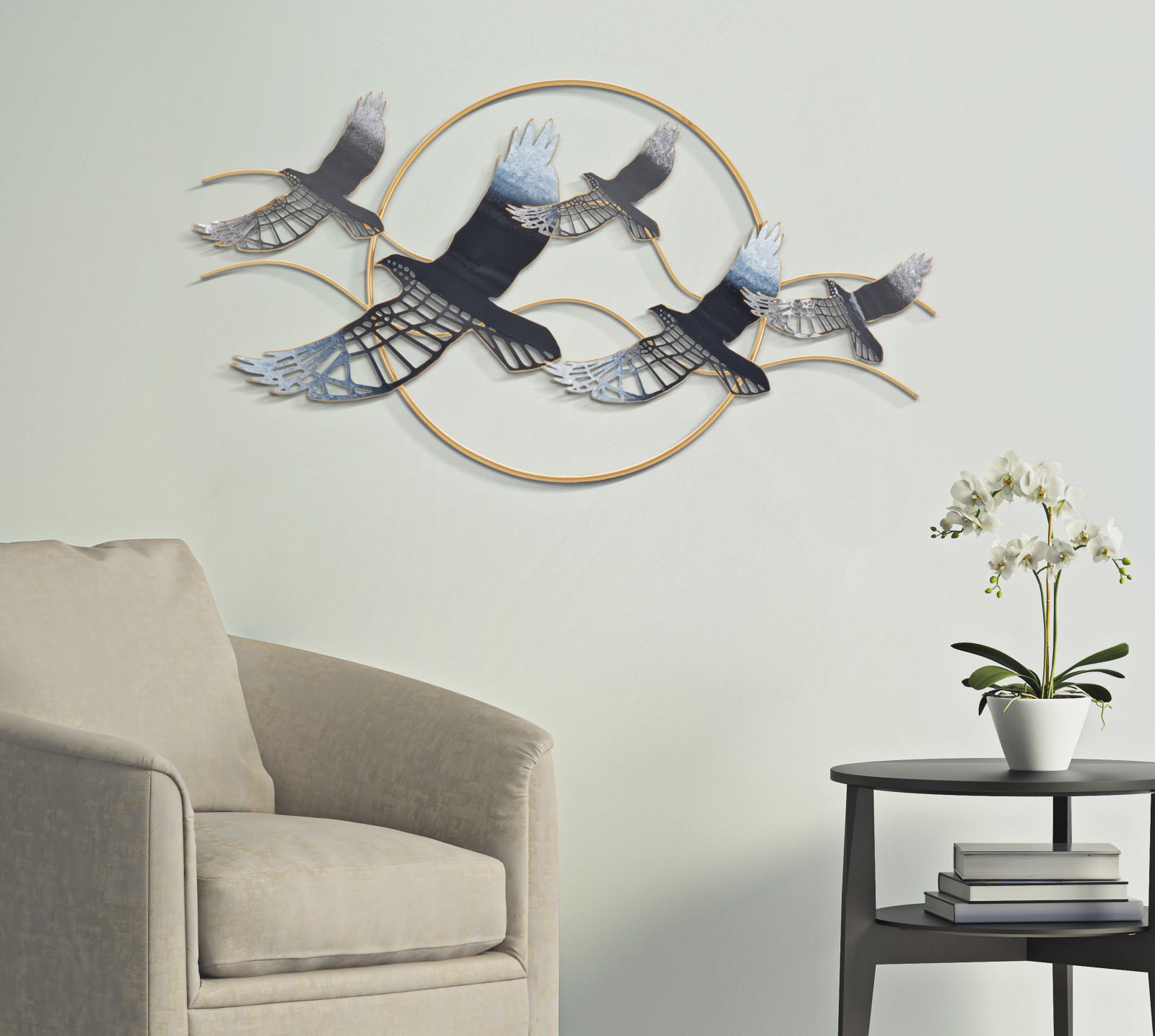 Dekoratívny panel Bird Mauro Ferretti, zlatý/modrý